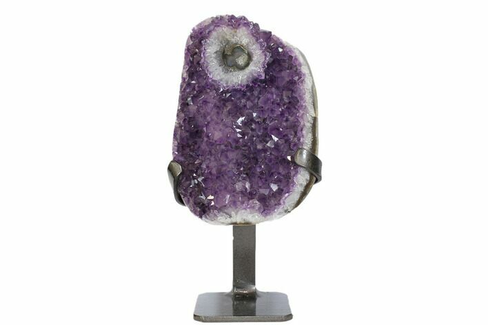 Amethyst Geode Section With Metal Stand - Uruguay #147931